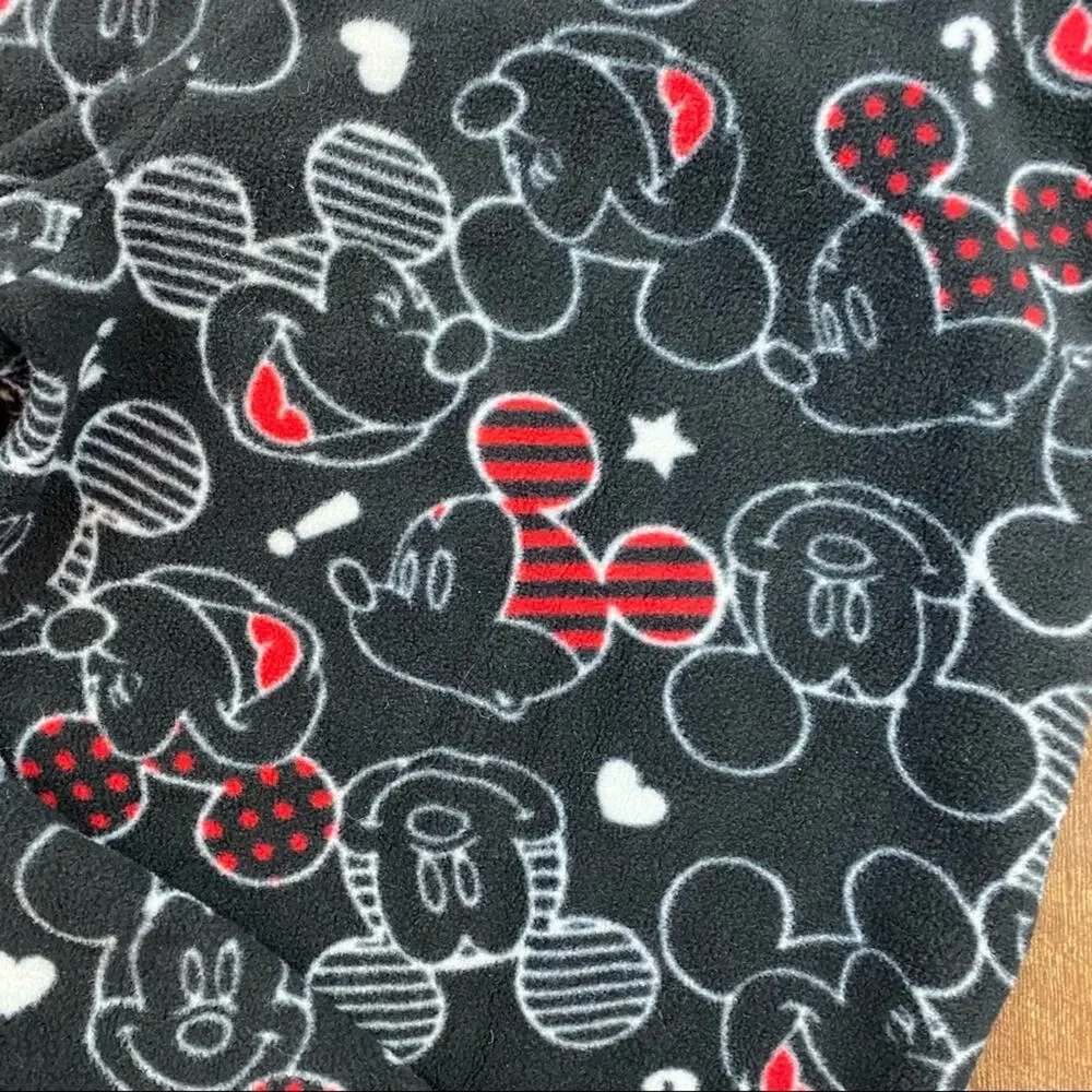 Disney Mickey Mouse Footed Pajamas Sz M Black Red - Picture 5 of 6